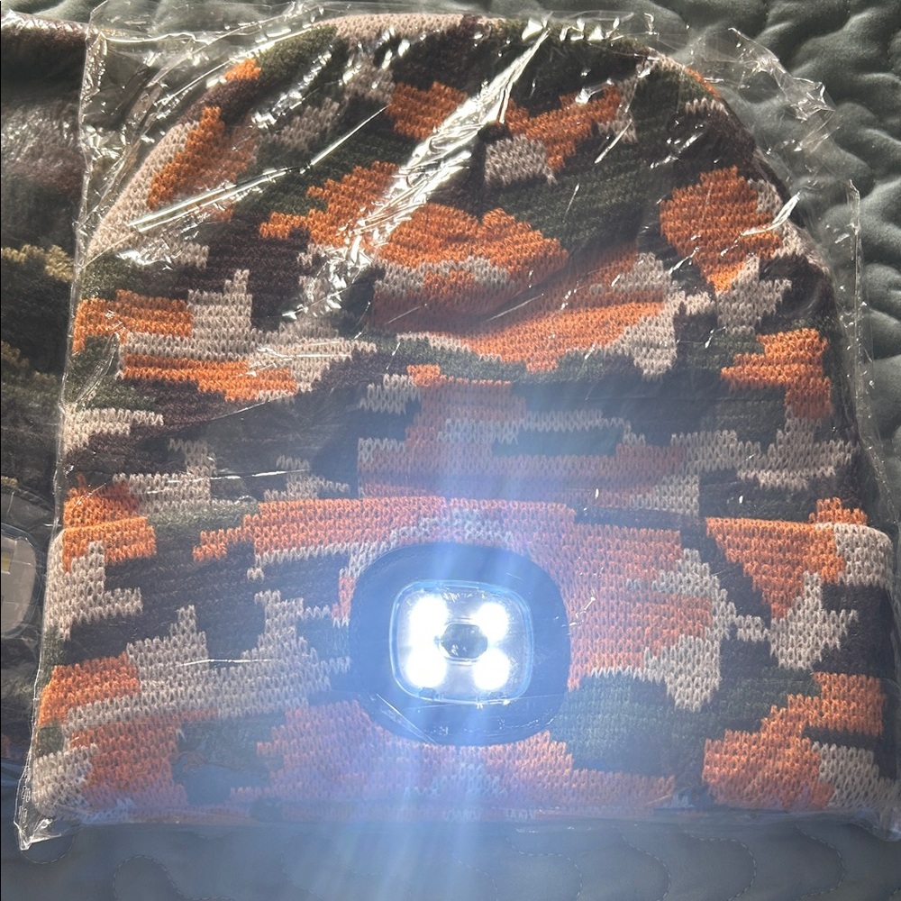 Camouflage Knit Beanie with LED Light ,4 total $8 each